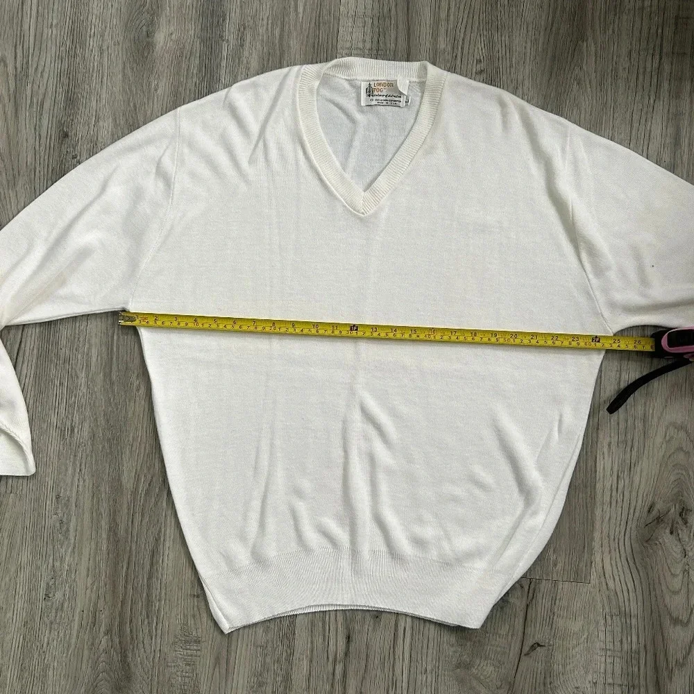 London Fog Mens White Tapered Sweater‎ Sz L